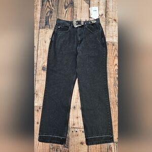 Le' AL.X Women's Size 31 Faded Black Western Belt Straight Leg Denim Jeans NWT